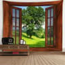 Fantasy Window Scenery Wall Tapestry  Tree Hollow  Fireplace Background Hanging Decor 6