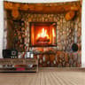 Fantasy Window Scenery Wall Tapestry  Tree Hollow  Fireplace Background Hanging Decor 23