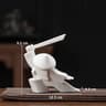 White Ceramic Samurai Figurine  Oriental Blanc De Chine Geometric Warrior Sculpture For Home  Offic 7