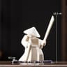 White Ceramic Samurai Figurine  Oriental Blanc De Chine Geometric Warrior Sculpture For Home  Offic 11