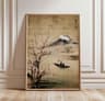 Japanese Crane Ukiyoe Canvas Wall Art Vintage Red Sun Oriental Poster 7