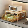 Modern Kitchen Microwave Storage Rack  Solid Wood  Metal Countertop SpaceSaving Organizer 6