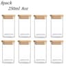 Clear Square Glass Storage Jar Set With Airtight Lid  Stackable WideMouth Kitchen Canisters For Cof 8