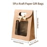 5pcs Elegant Kraft Paper Gift Bags With Clear PVC Window  Golden Bow  Portable Gift Bags For Christ 6