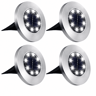 4 Pcs 8 LED Solar Disk Ground Lights  Waterproof Outdoor Buried Landscape Pathway Deck  Garden Spot 6