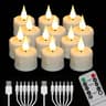 Rechargeable Flameless LED Candles With Remote  Timer Warm White Flickering Decorative Candle Set F 7