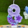 Purple Flower 09 Number Birthday Cake Candle  Floral Number Cake Topper For Wedding Baby Shower  Pa 13