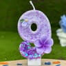 Purple Flower 09 Number Birthday Cake Candle  Floral Number Cake Topper For Wedding Baby Shower  Pa 14