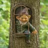 Creative Garden Gnome Tree Hugger Statue  Resin Elf Door Sculpture For Yard Porch  Outdoor Garden D 7