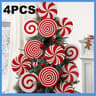Christmas Candy Cane Ornaments Set  Red  White Peppermint Lollipop Swirls And Sticks For Christmas  6