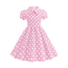 Girls Vintage Polka Dot Princess Dress  Cotton TurnDown Collar Summer Party Cocktail Dress With Puf 7