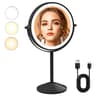Rechargeable Lighted Makeup Mirror  1X 10X Magnifying DoubleSided LED Vanity Mirror With 3 Light Mo 6