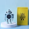 Silent Robot Alarm Clock  NonTicking Metal Wake Up Clock With Flashing Eye Lights  Hand Clip For De 6
