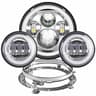 Motorcycle LED Headlight Kit  7 In HighLow Beam Headlamp With 45 In Fog Lights  Mounting Ring For T 15