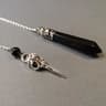 Black Obsidian Pendulum  Natural Stone Pendant With Vintage Gothic Chain For Divination Dowsing  De 7