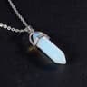 Crystal Point Pendant Necklace  Hexagonal Quartz Or Obsidian With Stainless Steel For Chakra Style