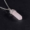 Crystal Point Pendant Necklace  Hexagonal Quartz Or Obsidian With Stainless Steel For Chakra Style