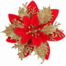 14cm Glitter Artificial Christmas Flowers With Clips  Tree Ornaments  Holiday Decorations 6