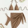2025 Sexy Brown Halter PushUp Bikini Set With Skirt CoverUp 0