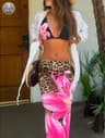 Leopard Print Lace Up Three Piece Bikini Set 7
