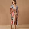 Peacock Print Belted Beach Kimono Cover Up 11