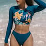 Vintage High Waist Long Sleeve Bikini Set 8