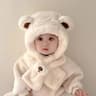 Plush Teddy Bear Winter Baby Hat With Scarf Combo 7