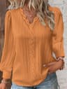 Elegant Summer Lace Patchwork V Neck Blouse 0