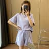 Womens Summer Two Piece Casual T Shirt And Shorts Set 0