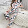 Women Short Sleeve ButtonDown Satin Pajama Set 14