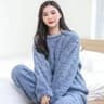 Women Autumn Warm Ribbed Velvet Fleece Pajama Set 5