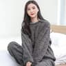 Women Autumn Warm Ribbed Velvet Fleece Pajama Set 4