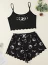 Women Leopard Print V Neck Cami And Shorts Pajama Set 6