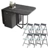 Folding Rectangle Dining Table With Chairs Set 12