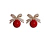 Rhinestone Bow Pearl Stud Earrings Elegant Womens Jewelry 6