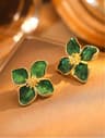 Vintage Hibiscus Flower Glaze Stud Earrings 7