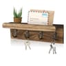 Farmhouse Rustic Wood Key Holder Wall Shelf With Hooks 8