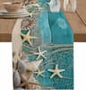 Beach Starfish Shell Linen Table Runner Ocean Style Decor 0