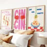 Retro Cocktail And Pasta Wall Art Set 4
