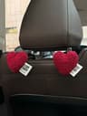 Plush Heart Shaped Car Seat Back Hooks Set 7