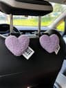 Plush Heart Shaped Car Seat Back Hooks Set 6
