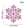 Pink Glitter Snowflake Christmas Tree Ornaments Set 12