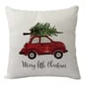 Merry Christmas Linen Pillow Cover With Deer And Tree Design 21