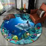 3D Underwater Dolphin Illusion Round Area Rug 13
