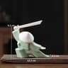 White Ceramic Samurai Figurine Oriental Warrior Statue 7