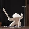 White Ceramic Samurai Figurine Oriental Warrior Statue 8