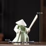 White Ceramic Samurai Figurine Oriental Warrior Statue 11