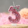 Pink Princess Crown Numeral Birthday Candle 9