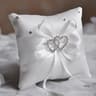 Double Heart Rhinestone Wedding Ring Pillow 6