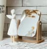 Wooden Rectangle Rotating Desktop Makeup Mirror 7
